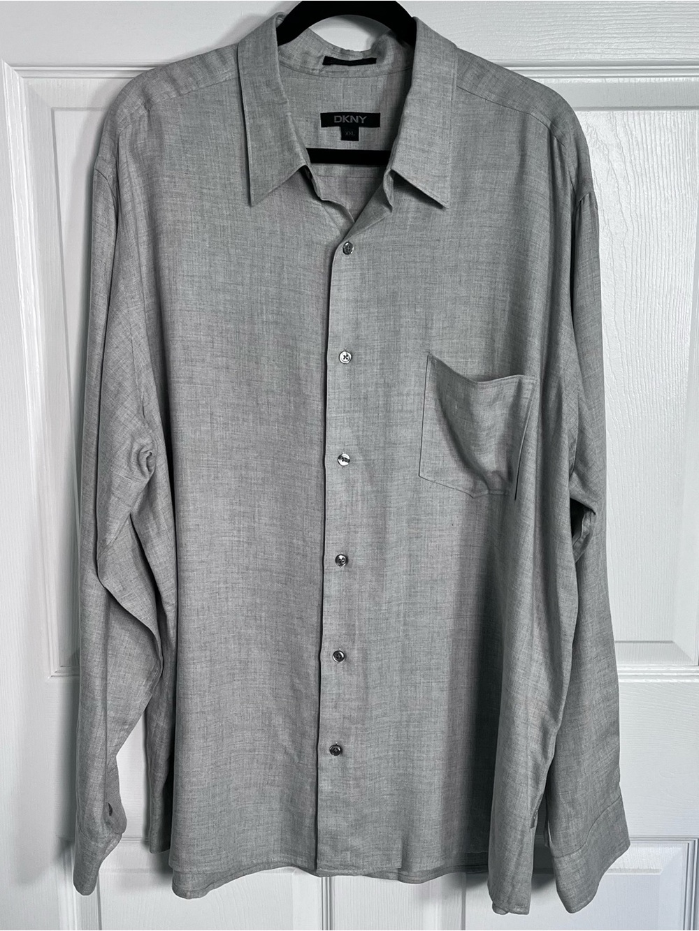 DKNY Men’s XXL Gray Wool Viscose Blend Long Sleeve Button Up Shirt